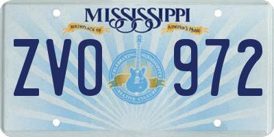 MS license plate ZVO972