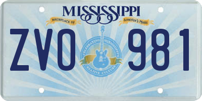 MS license plate ZVO981