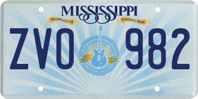MS license plate ZVO982