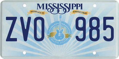 MS license plate ZVO985