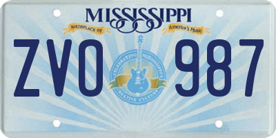 MS license plate ZVO987