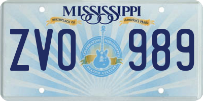 MS license plate ZVO989