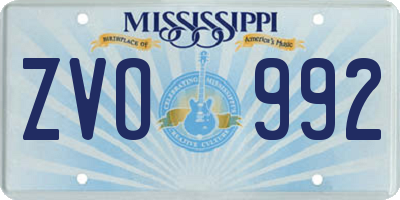 MS license plate ZVO992