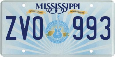 MS license plate ZVO993