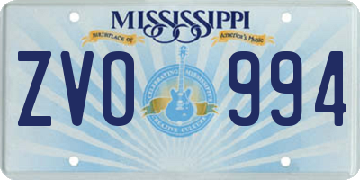 MS license plate ZVO994