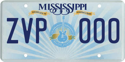 MS license plate ZVP000