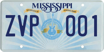 MS license plate ZVP001