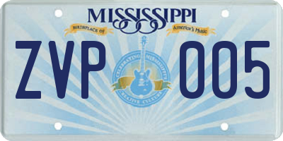 MS license plate ZVP005