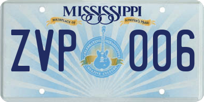MS license plate ZVP006