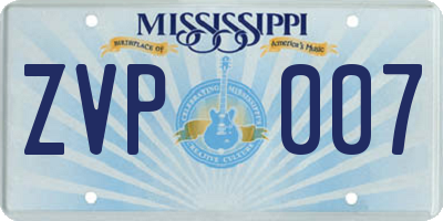 MS license plate ZVP007