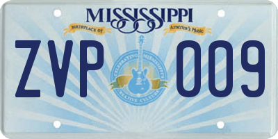 MS license plate ZVP009