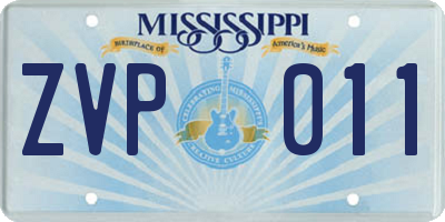 MS license plate ZVP011