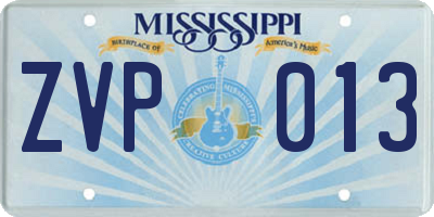 MS license plate ZVP013