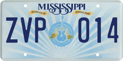 MS license plate ZVP014