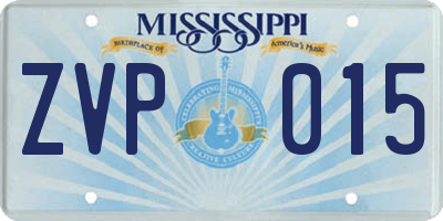 MS license plate ZVP015