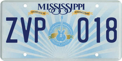 MS license plate ZVP018
