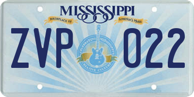 MS license plate ZVP022