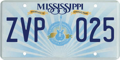 MS license plate ZVP025