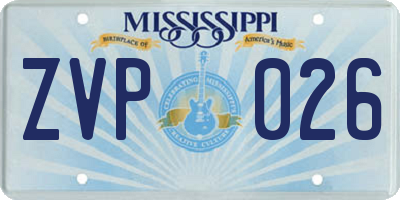 MS license plate ZVP026