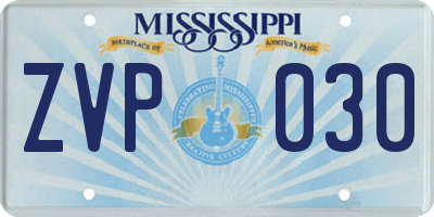MS license plate ZVP030