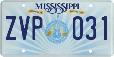MS license plate ZVP031