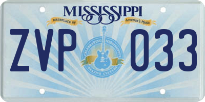 MS license plate ZVP033