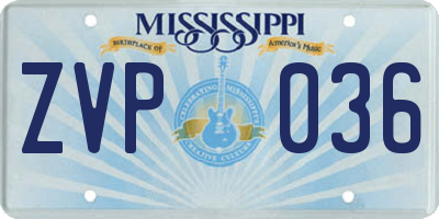 MS license plate ZVP036