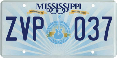 MS license plate ZVP037