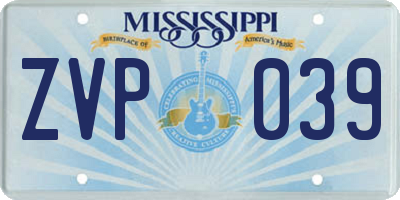 MS license plate ZVP039