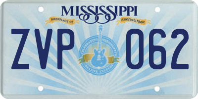 MS license plate ZVP062