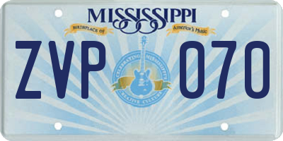 MS license plate ZVP070