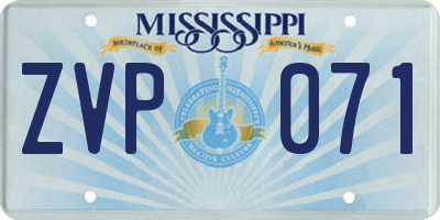 MS license plate ZVP071