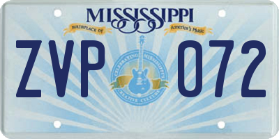 MS license plate ZVP072