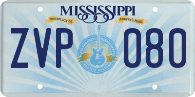 MS license plate ZVP080