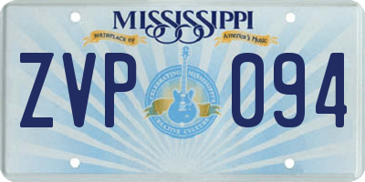 MS license plate ZVP094