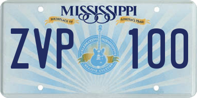 MS license plate ZVP100