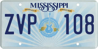 MS license plate ZVP108