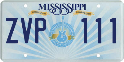 MS license plate ZVP111