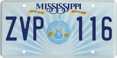 MS license plate ZVP116