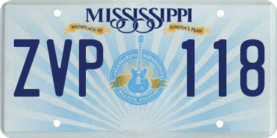 MS license plate ZVP118