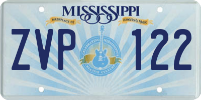 MS license plate ZVP122