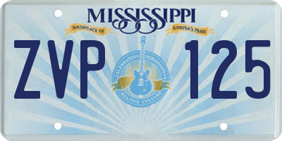 MS license plate ZVP125