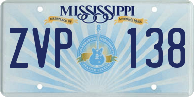MS license plate ZVP138