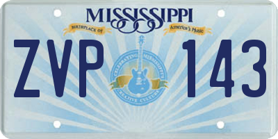 MS license plate ZVP143
