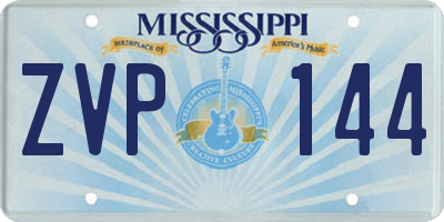 MS license plate ZVP144