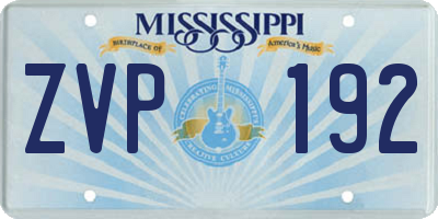 MS license plate ZVP192