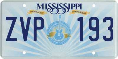 MS license plate ZVP193