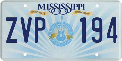 MS license plate ZVP194