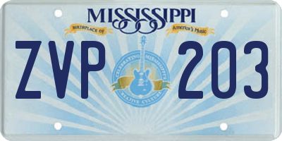 MS license plate ZVP203