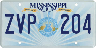 MS license plate ZVP204